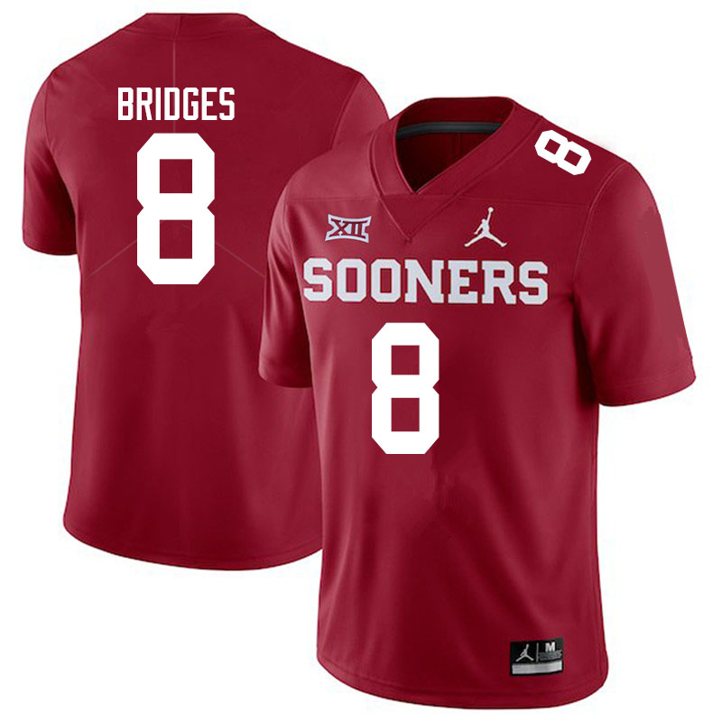 Men #8 Trejan Bridges Oklahoma Sooners Jordan Brand College Football Jerseys Sale-Crimson
